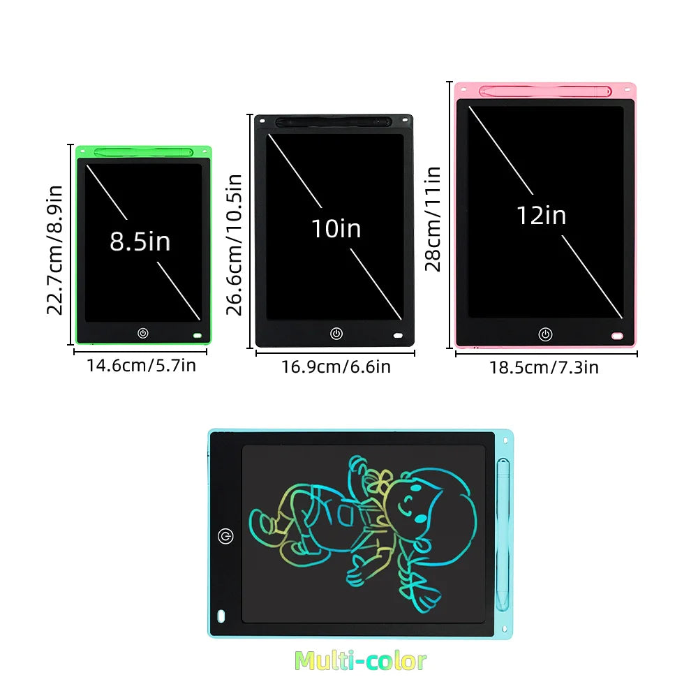 Pink Black Green Blue Eraseable Tablet ConnectDoodle For Kids Improves Skills Sizes Chart